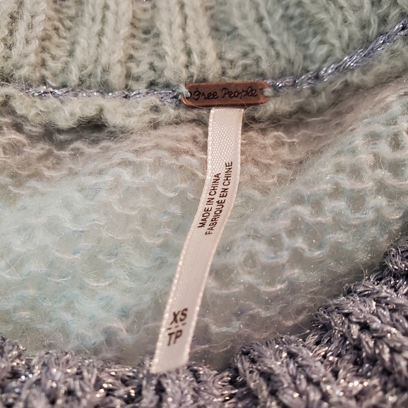 Free People XS Hohair Wool Light Weight Knit Sweater Striped Metallic - Picture 4 of 8